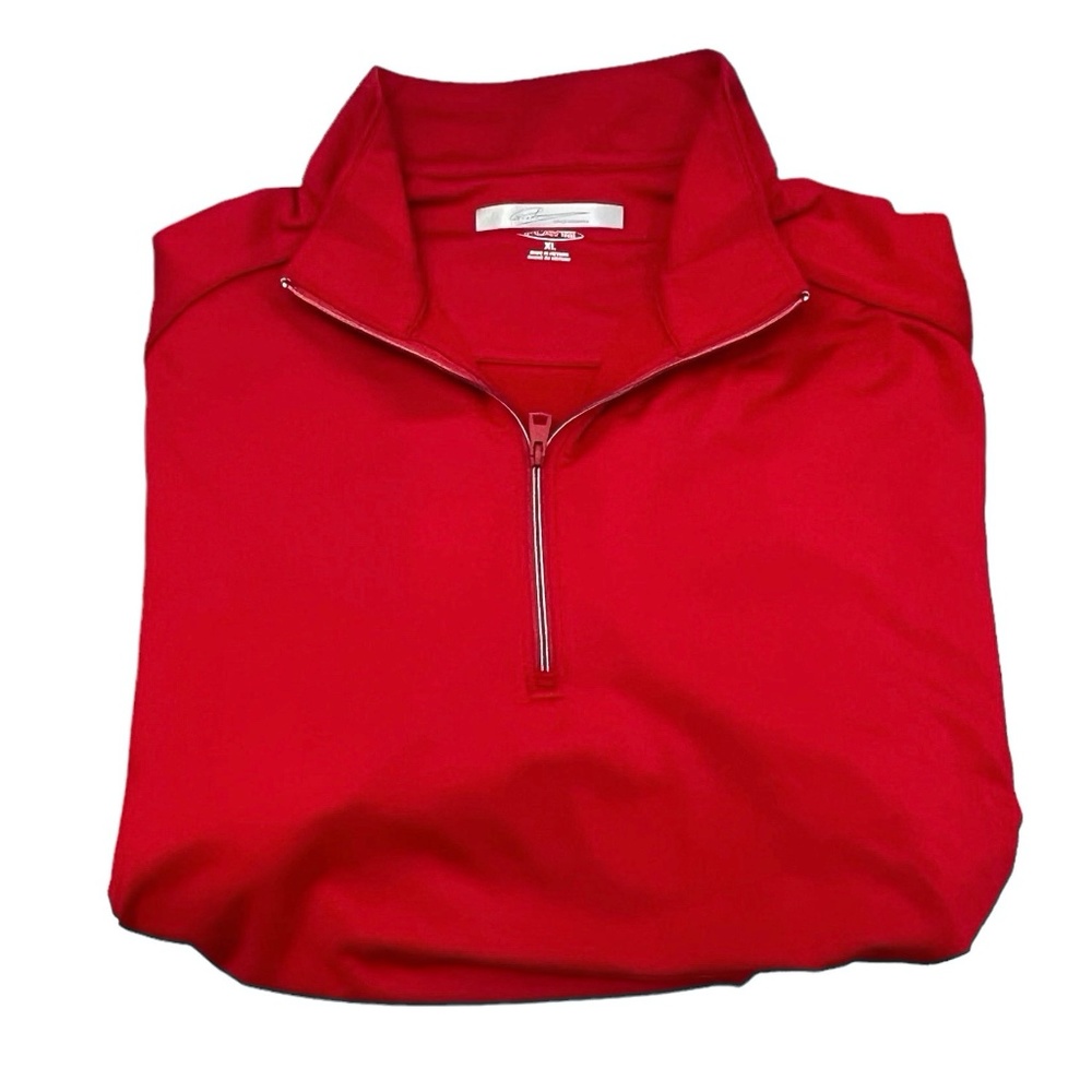 GREG NORMAN RED PLAY DRY PERFORMANCE QUARTER ZIP PULLOVER